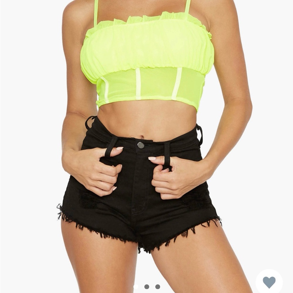 American Eagle Outfitters Neon Yellow Crop Top size large NWT
